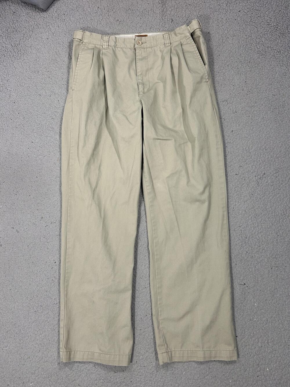 Cherokee Ultimate Khaki Pants Mens 32 Beige Pleated Chino Classic Fit Preppy